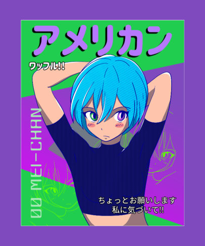 T-Shirt Design Maker Featuring a Kawaii Illustration and a Magazine Layout