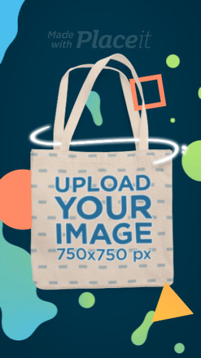 Illustrated Video Featuring a Tote Bag and Animated Colorful Shapes 