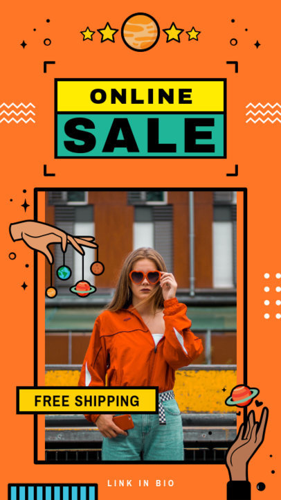 Instagram Story Generator for an Online Sale Featuring Space Graphics