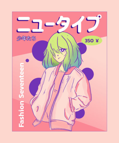 Anime T-Shirt Design Creator Featuring a Japanese Magazine Aesthetic