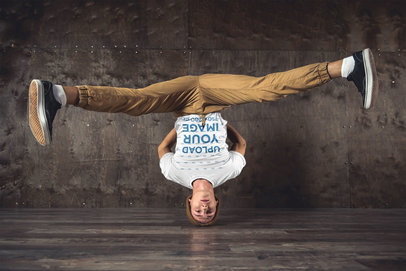 T-Shirt Mockup Featuring a Breakdancer Standing on His Head 46574-r-el2