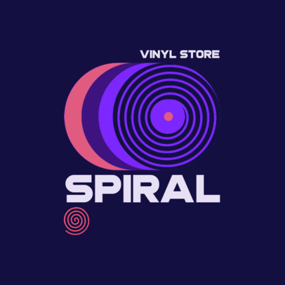 Music Store Logo Generator Featuring a Spiral Icon and a Retro Color Scheme 3986k