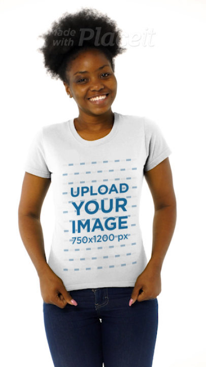 Video of a Woman Showcasing Her T-Shirt in a Studio