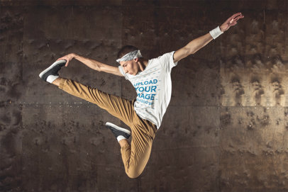 T-Shirt Mockup Featuring a Young Man Breakdancing 46573-r-el2