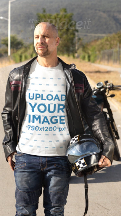 Parallax Video of a Biker Wearing a T-Shirt 2523