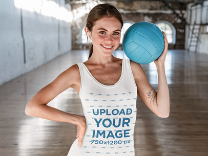 Tank Top Mockup of a Woman Posing With a Volleyball 46616-r-el2