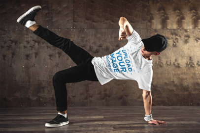 Mockup of a Breakdancer Wearing a T-Shirt 46570-r-el2