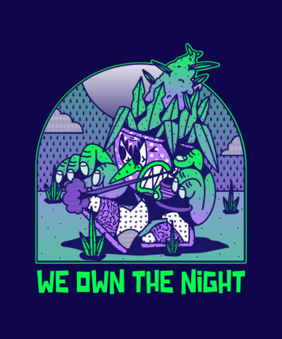 Hip Hop-Themed T-Shirt Design Template with Cartoonish Illustrations