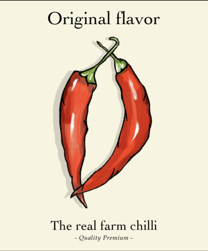 T-Shirt Design Template Featuring Illustrations of Chilli Peppers