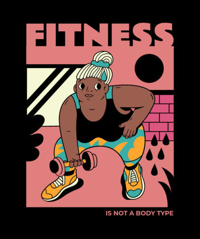 Fitness-Themed T-Shirt Design Template Featuring Diverse People Exercising 3323