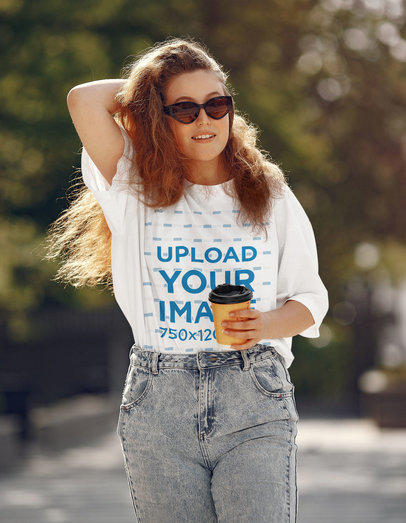 Mockup of a Long-Haired Woman Wearing a Unisex T-Shirt