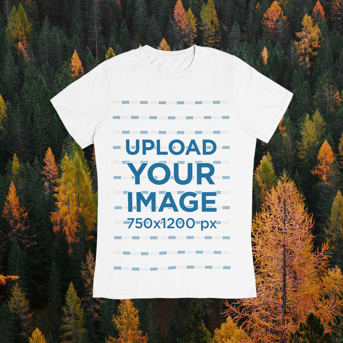 T-Shirt Mockup Featuring an Autumn-Season Background 