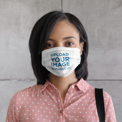 Face Mask Mockup of a Woman Against a Concrete Wall 46600-r-el2
