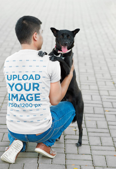 Back View T-Shirt Mockup of a Man and His Happy Dog 44461-r-el2
