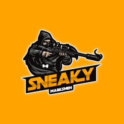 Gaming Logo Template Featuring a Sniper Illustration