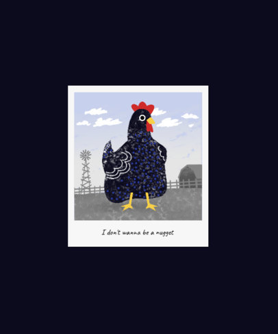 Illustrated T-Shirt Design Template with a Funny Chicken Character