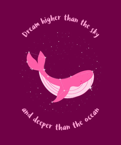 Illustrated T-Shirt Design Template Featuring a Whale Constellation 