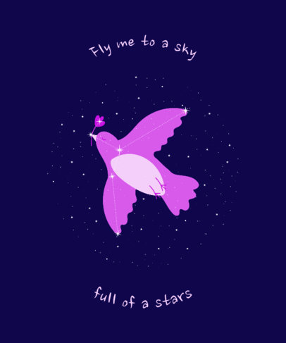 Quote T-Shirt Design Maker Featuring a Bird Against a Night Sky 