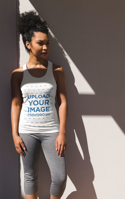 Tank Top Mockup of a Woman Posing Under the Sunlight