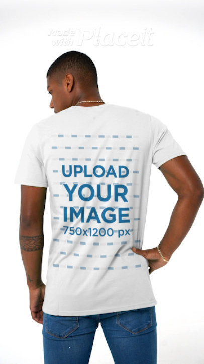 Video of a Man Showcasing the Back of His T-Shirt