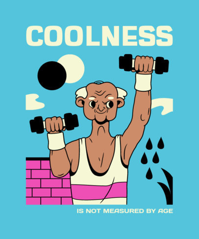 Illustrated T-Shirt Design Maker Featuring a Senior Athlete 3323a