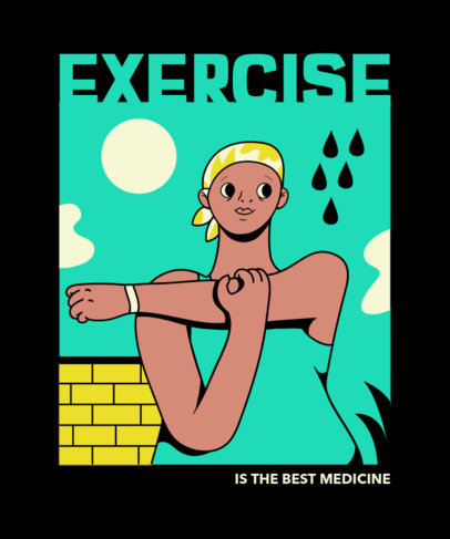 Fitness-Themed T-Shirt Design Maker with an Illustration of a Woman Stretching 3323g