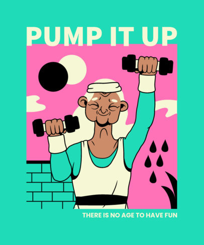 T-Shirt Design Maker with an Illustration of an Elder Woman Exercising 3323d