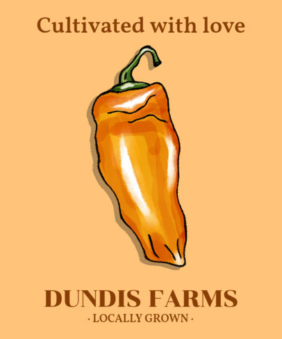 Illustrated T-Shirt Design Template with a Dried Pepper