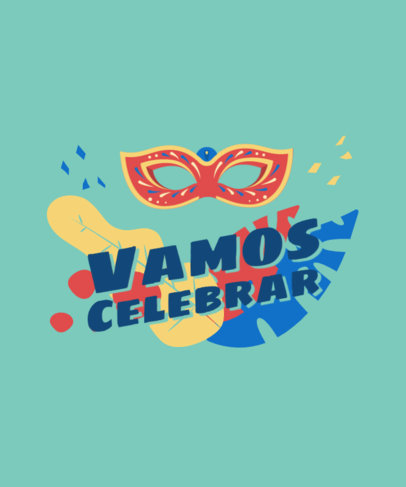 Festive T-Shirt Design Maker Featuring a Quote and a Colorful Carnival Mask Clipart 