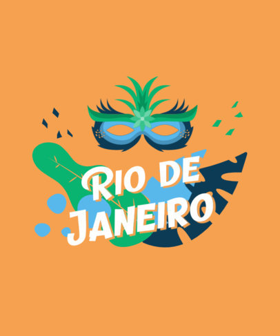 T-Shirt Design Template Featuring a Brazilian Carnival Mask