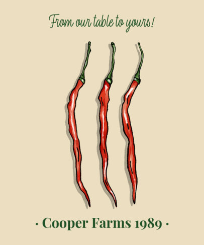 Food T-Shirt Design Template Featuring Thin Chilli Peppers