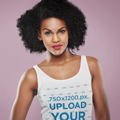 Tank Top Mockup of a Woman with a Fierce Look on Her Face