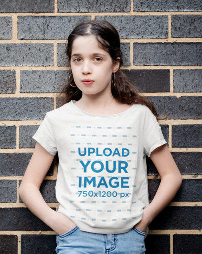 T-Shirt Mockup of a Young Girl Posing with Her Hand In Her Pockets 40900-r-el2