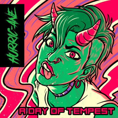 Illustrated Album Cover Design Template for a Punk Band