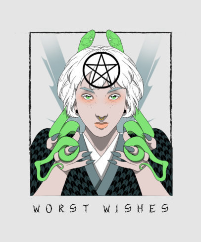 T-Shirt Design Generator Featuring a Powerful Dark Witch