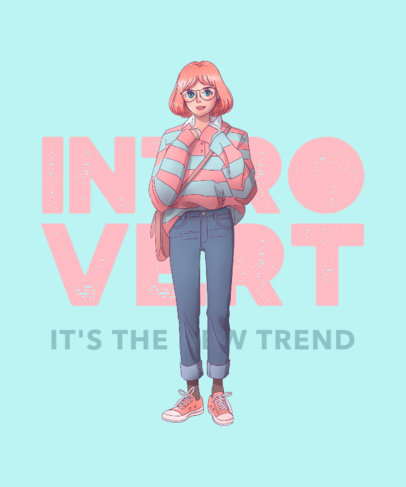 T-Shirt Design Maker with a Graphic of a Shy Anime Girl