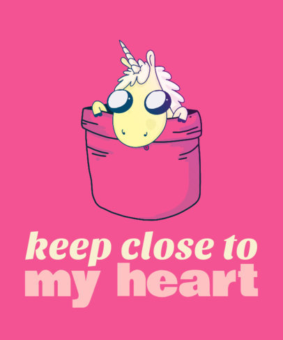 Colorful T-Shirt Design Template with a Funny Unicorn Cartoon