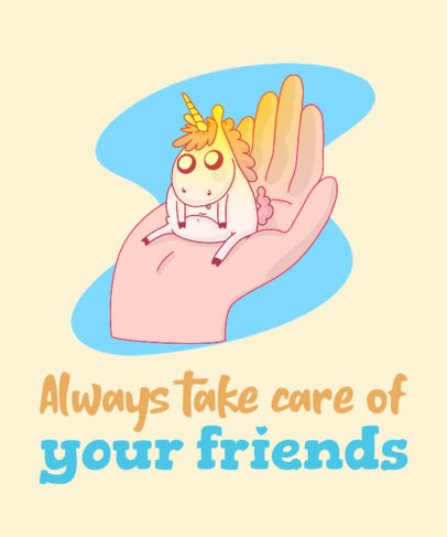 Illustrated T-Shirt Design Generator Featuring a Friendly Unicorn Cartoon 3317d