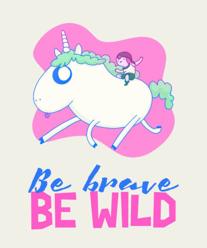 Colorful T-Shirt Design Creator Featuring a Cartoon Character Riding a Unicorn 3317f