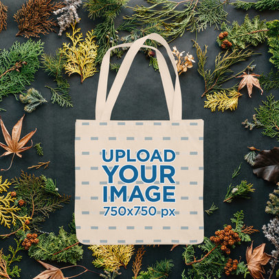 Tote Bag Mockup Featuring an Autumn Background 