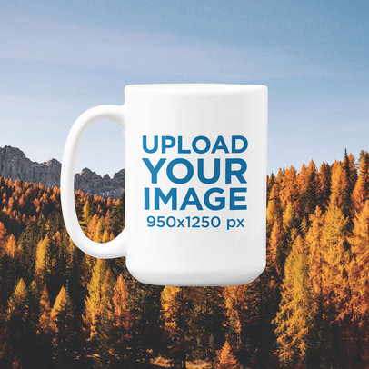 15 oz Coffee Mug Mockup Featuring an Autumn-Themed Background 