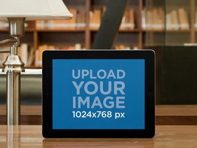 Mockup of an iPad Placed Next to a Lamp
