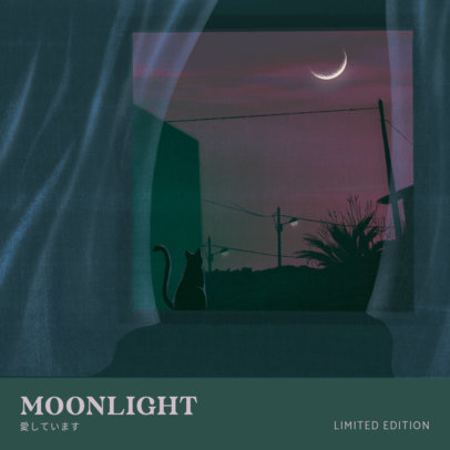 Hip-Hop Soul Album Cover Maker with a Window at Night Painting 3319i