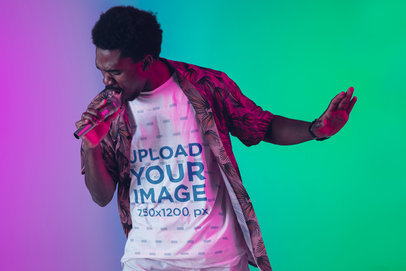 T-Shirt Mockup Featuring a Male Singer Performing 46595-r-el2
