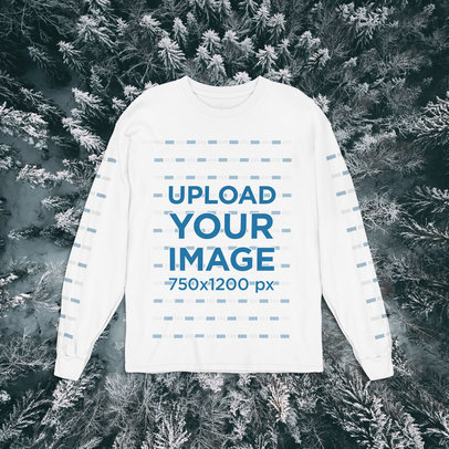 Sweatshirt Mockup Featuring a Winter-Themed Background m1298