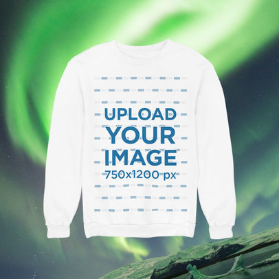 Sweatshirt Mockup Featuring a Customizable Background with a Winter Theme