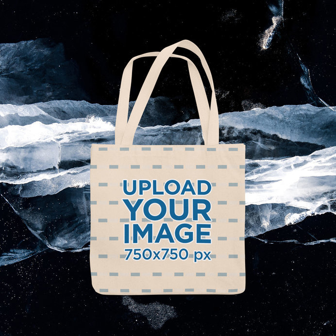 Sublimated Tote Bag Mockup Featuring a Winter Background 