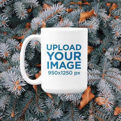 15 oz Coffee Mug Mockup with a Customizable Winter Background