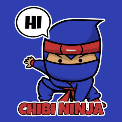 Sticker Design Template Featuring Chibi Ninja Graphics 3444-el1