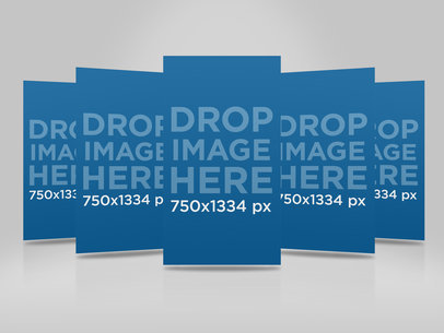 Mockup of Five iPhone Screenshots Standing on a Light Gray Surface a15185